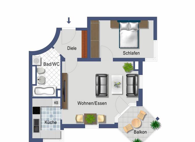 Wohnung zum Kauf provisionsfrei 215.000 € 2 Zimmer 53 m² Kolpingweg 5 Weil der Stadt 71263