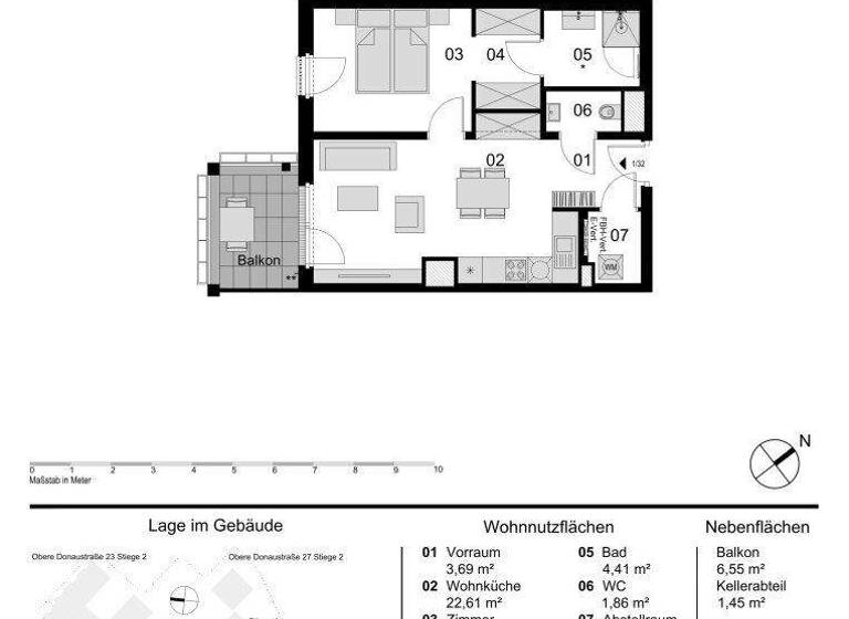 Wohnung zum Kauf - Erstbezug 438.000 € 2 Zimmer 50,9 m² 2. Geschoss Obere Donaustraße 23 Wien 1020