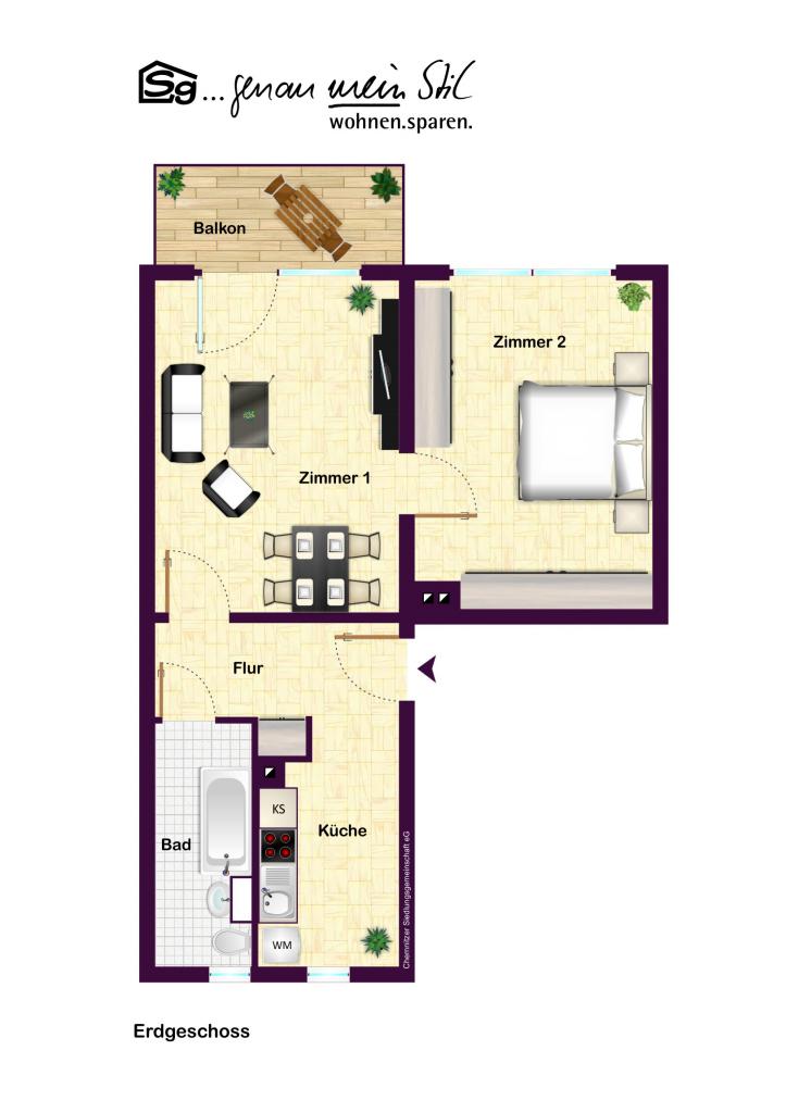 Wohnung zur Miete 288 € 2 Zimmer 48 m²<br/>Wohnfläche 3.<br/>Geschoss ab sofort<br/>Verfügbarkeit Altendorf 923 Chemnitz 09116