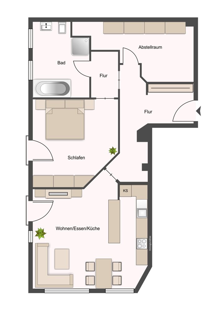 Wohnung zum Kauf 189.000 € 2 Zimmer 60 m²<br/>Wohnfläche Thannhausen Thannhausen 86470