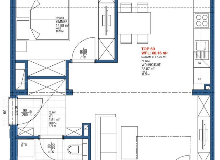 Wohnung zum Kauf 366.000 € 2 Zimmer 60,2 m² Wien 1160