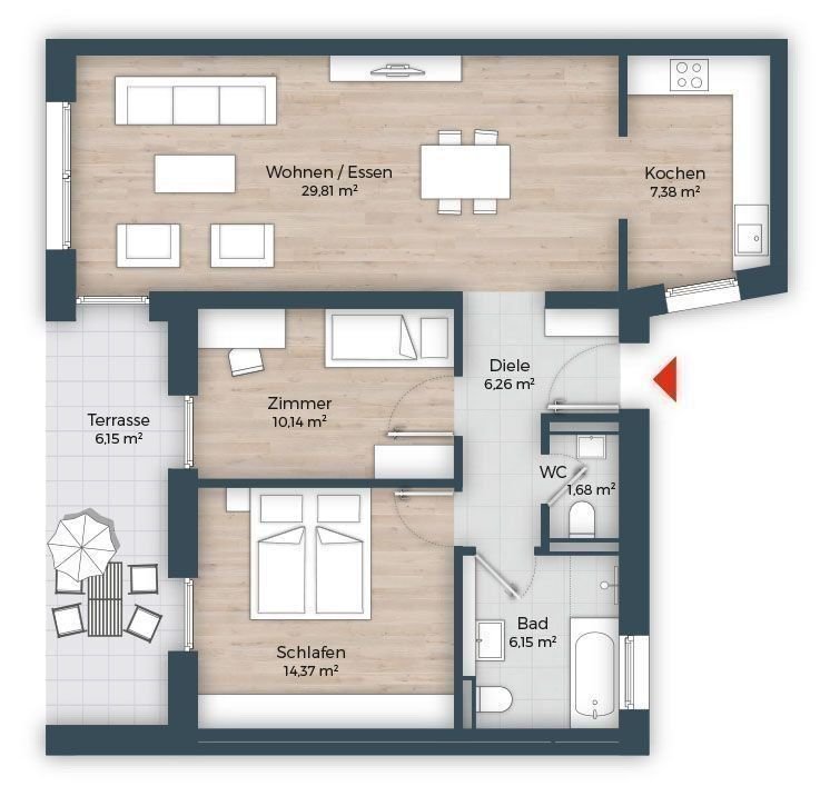 Terrassenwohnung zum Kauf provisionsfrei 729.950 € 3 Zimmer 82 m²<br/>Wohnfläche EG<br/>Geschoss Großreuther Straße 165 Marienberg Nürnberg 90425