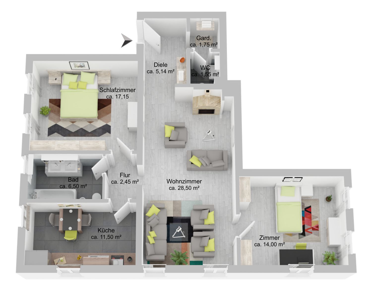 Wohnung zur Miete 1.300 € 3 Zimmer 88,9 m²<br/>Wohnfläche 1.<br/>Geschoss Wohldorf - Ohlstedt Hamburg / Wohldorf-Ohlstedt 22397