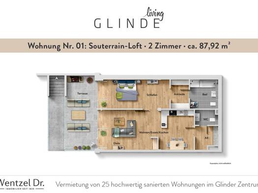 Wohnung zur Miete 1.638 € 2 Zimmer 87,9 m² EG frei ab 01.12.2026 Glinde 21509