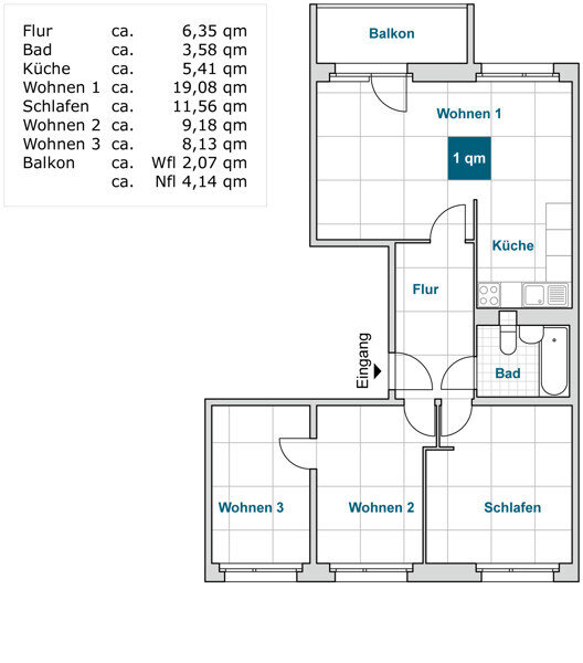 Wohnung zur Miete 455 € 4 Zimmer 65 m²<br/>Wohnfläche 3.<br/>Geschoss 25.12.2024<br/>Verfügbarkeit Rottwerndorfer Str. 14 Leuben (Rottwerndorfer Str.) Dresden 01257