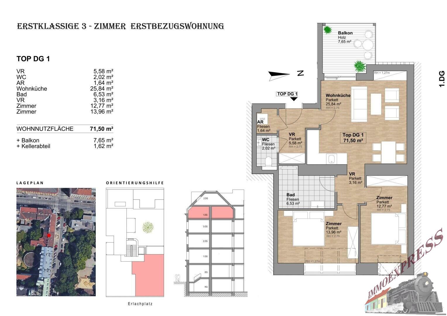 Wohnung zur Miete 1.590 € 3 Zimmer 71,5 m²<br/>Wohnfläche 4.<br/>Geschoss Wien 1100