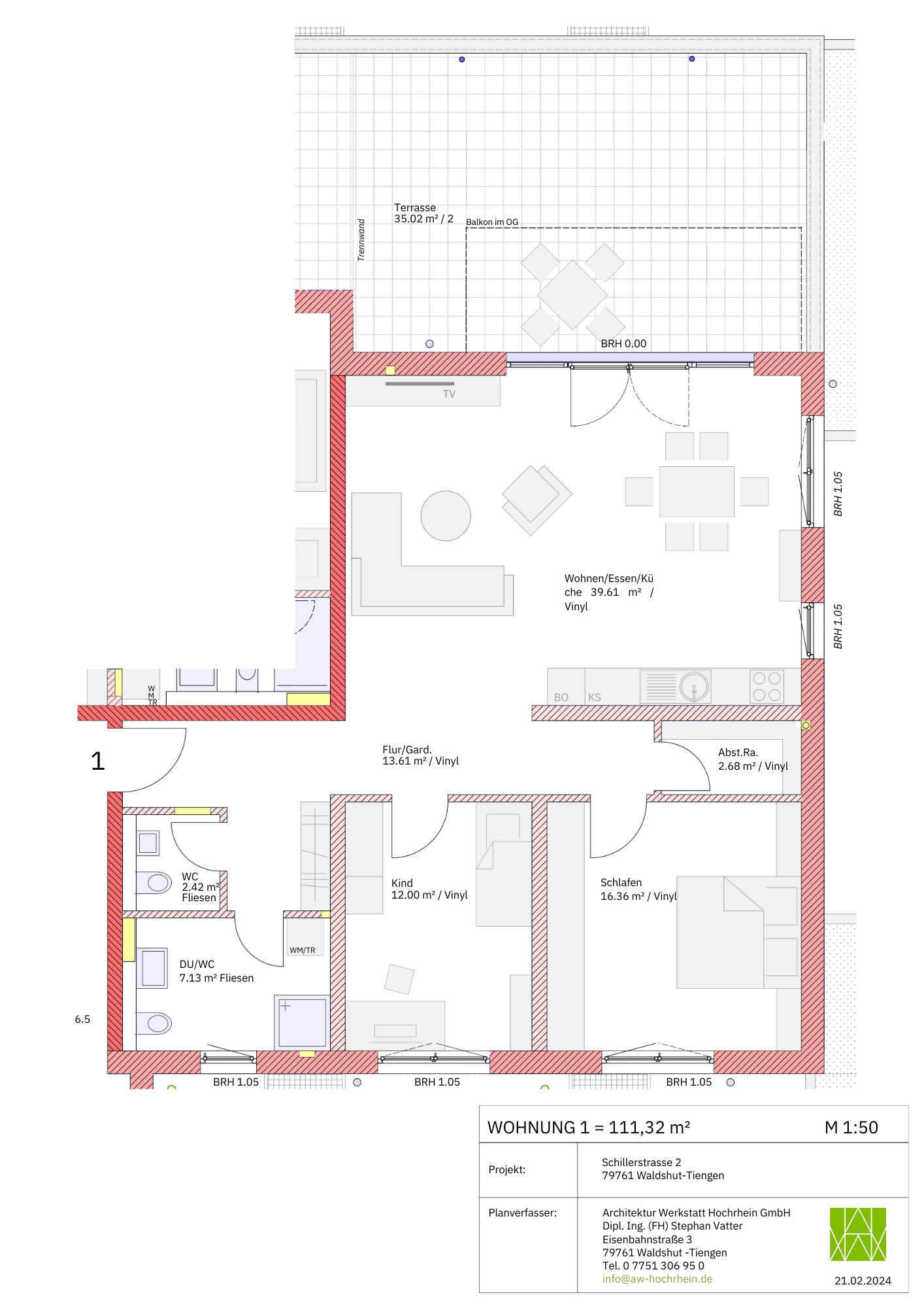 Wohnung zur Miete 1.490 € 3,5 Zimmer 111 m²<br/>Wohnfläche EG<br/>Geschoss Tiengen Waldshut-Tiengen 79761