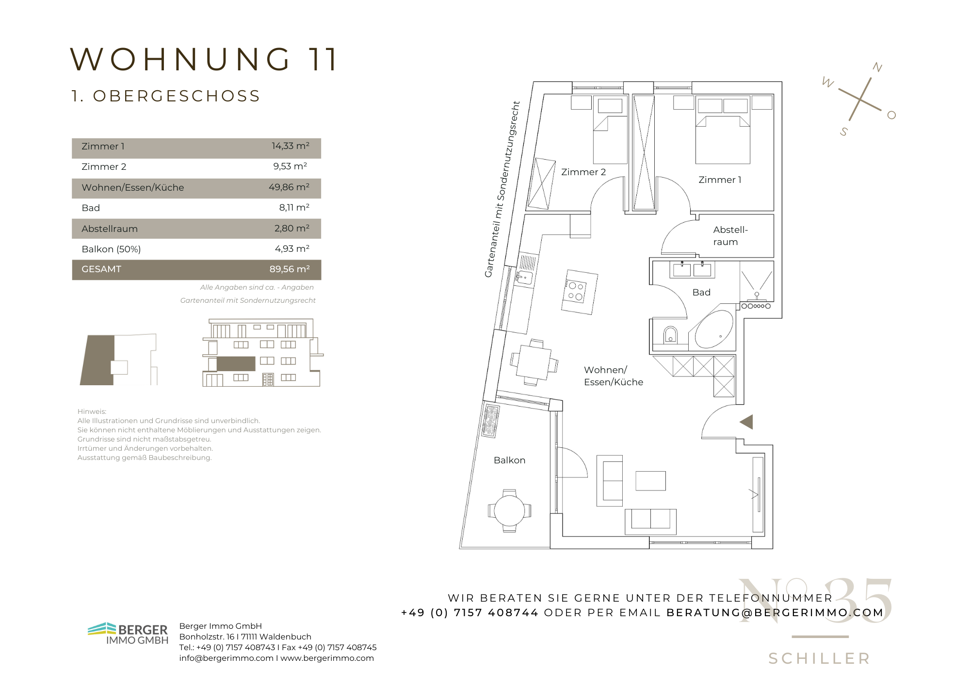 Wohnung zum Kauf provisionsfrei als Kapitalanlage geeignet 639.000 € 3 Zimmer 89,6 m²<br/>Wohnfläche Schillerstraße 35 Waldenbuch 71111