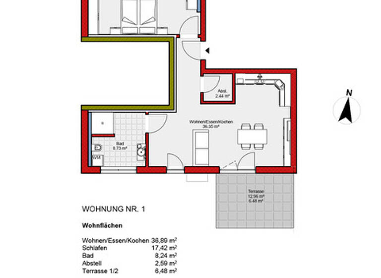 Wohnung zum Kauf - Erstbezug provisionsfrei 421.000 € 2,5 Zimmer 71,6 m² EG Storchenweg 12 Büchenbronn Pforzheim 75180