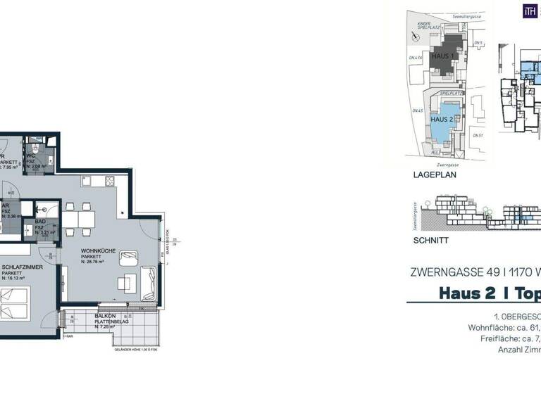 Terrassenwohnung zum Kauf - Erstbezug 593.211 € 2 Zimmer 62 m² Zwerngasse Wien 1170