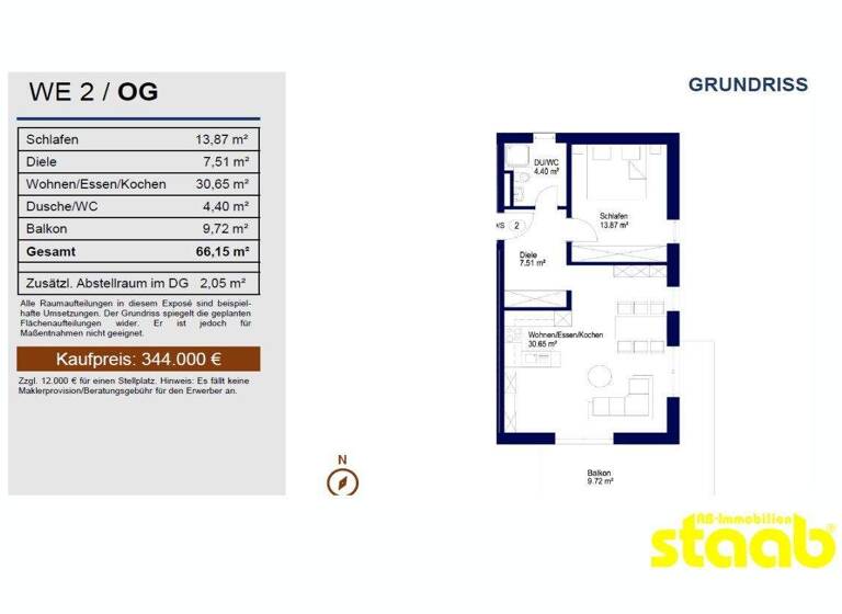 Wohnung zum Kauf - Erstbezug provisionsfrei 344.000 € 2 Zimmer 66,2 m² Damm Aschaffenburg 63741