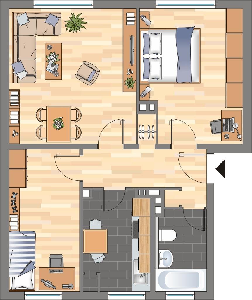 Wohnung zur Miete 399 € 3 Zimmer 61,1 m²<br/>Wohnfläche 2.<br/>Geschoss 01.03.2025<br/>Verfügbarkeit Allmersstraße 36 Neuengroden Wilhelmshaven 26386