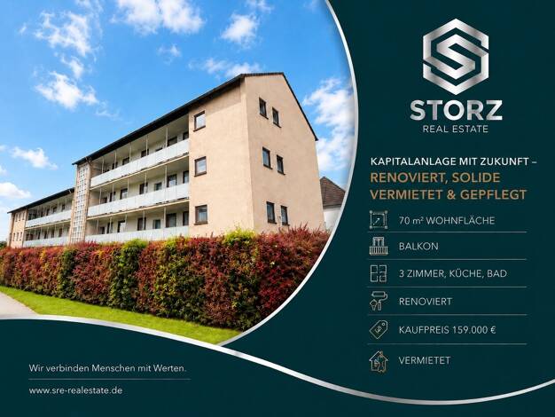 Wohnung zum Kauf 159.000 € 3 Zimmer 70 m² 2. Geschoss Wesertor Wesertor 34125