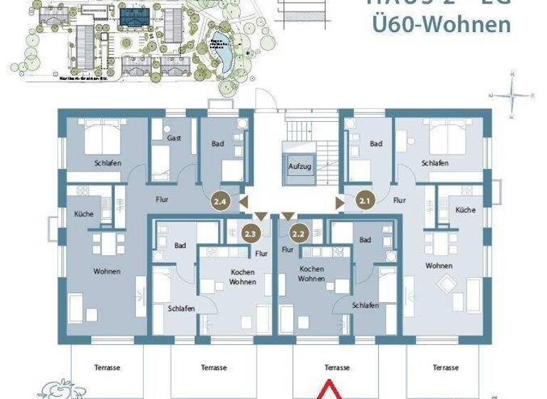 Wohnung zum Kauf provisionsfrei 361.942 € 2 Zimmer 47,3 m² EG Großkarolinenfeld 83109