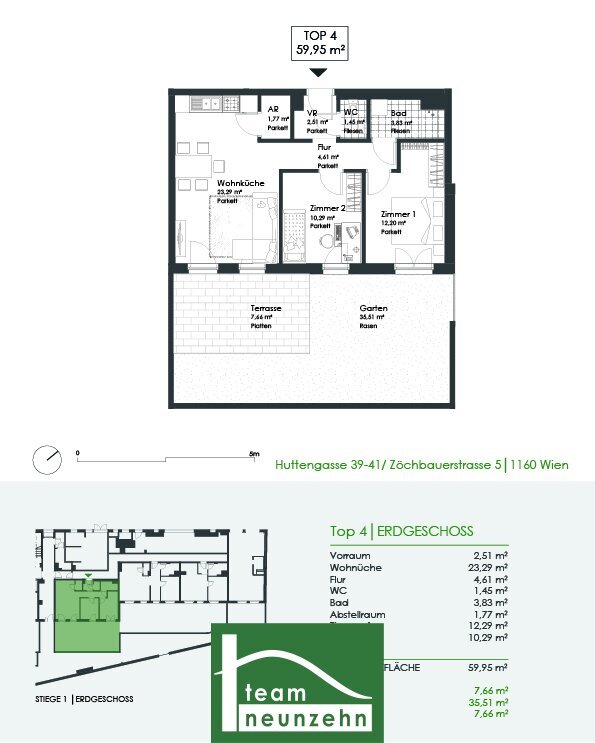 Wohnung zur Miete 1.046 € 3 Zimmer 60 m²<br/>Wohnfläche EG<br/>Geschoss Huttengasse 39-41 Wien 1160