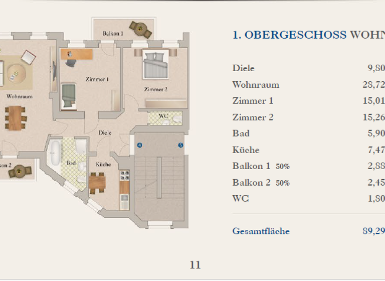 Wohnung zum Kauf 338.900 € 3 Zimmer 89,2 m² Geschoss 1/2 Dorothea-Erxleben-Straße Trachau Dresden 01129