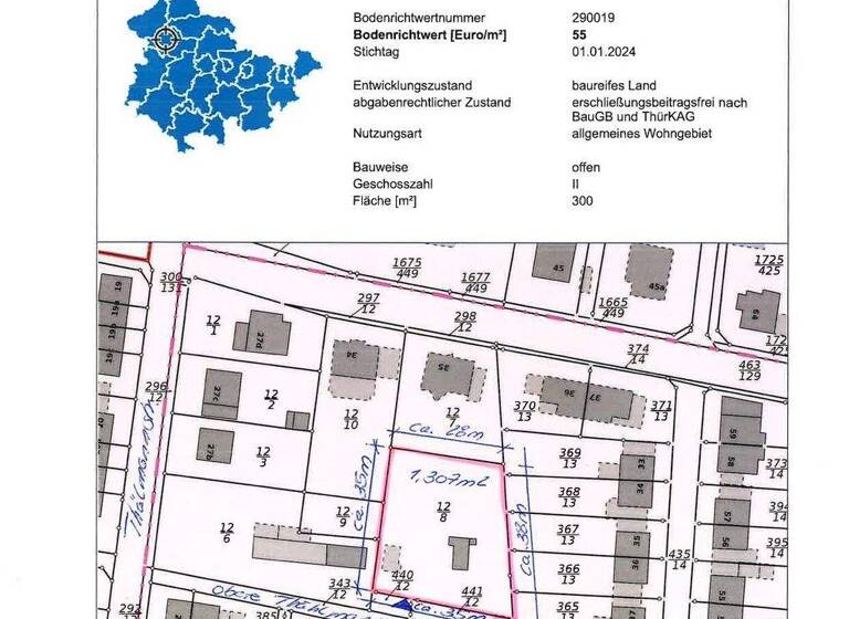 Grundstück zum Kauf 125.000 € 1.307 m² Grundstück Mühlhausen Mühlhausen/Thüringen 99974