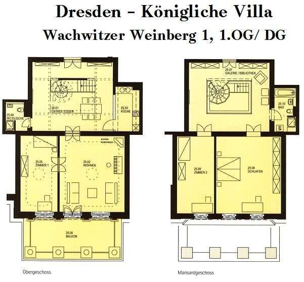 Maisonette zur Miete 2.200 € 4 Zimmer 206,9 m²<br/>Wohnfläche 1.<br/>Geschoss ab sofort<br/>Verfügbarkeit Wachwitzer Weinberg 1 Wachwitz Dresden 01326