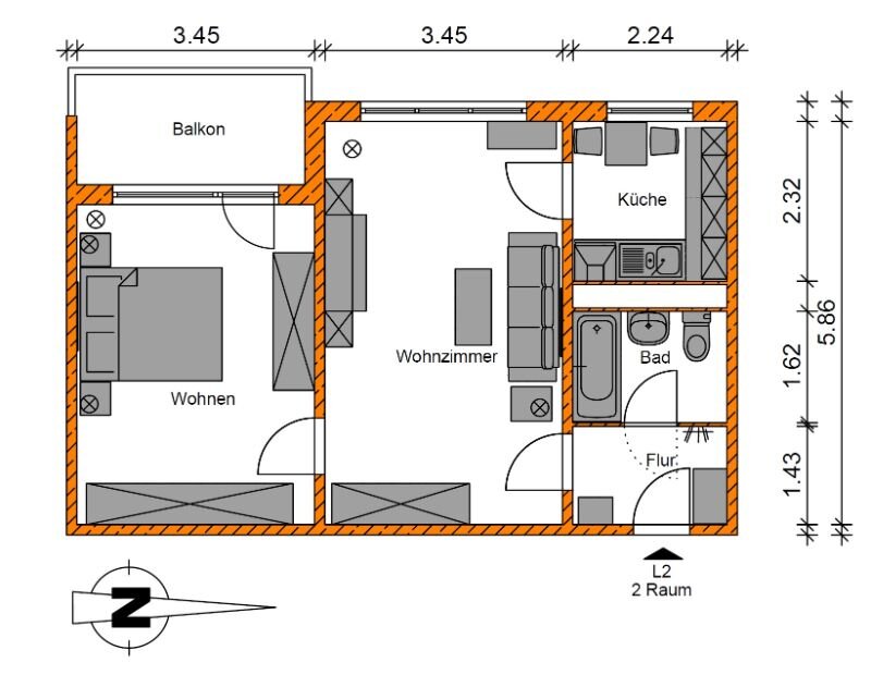 Wohnung zur Miete 321 € 2 Zimmer 49,4 m²<br/>Wohnfläche 9.<br/>Geschoss Quittenweg 60 Neu Reform Magdeburg 39118