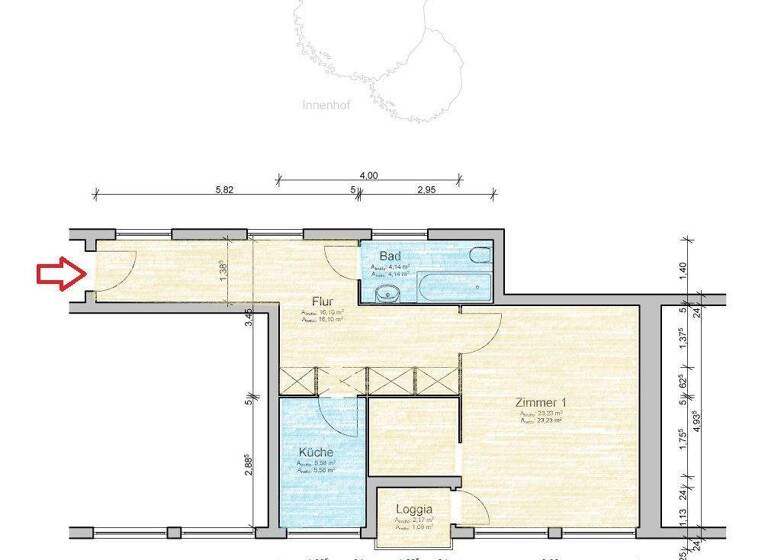 Wohnung zur Miete 460 € 1,5 Zimmer 49 m² 2. Geschoss frei ab sofort Wollenweberstr. 26 Neustadt Hildesheim 31134