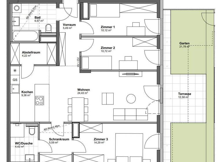 Büro zum Kauf - Erstbezug 4.181 € 4 Zimmer Wien 1100