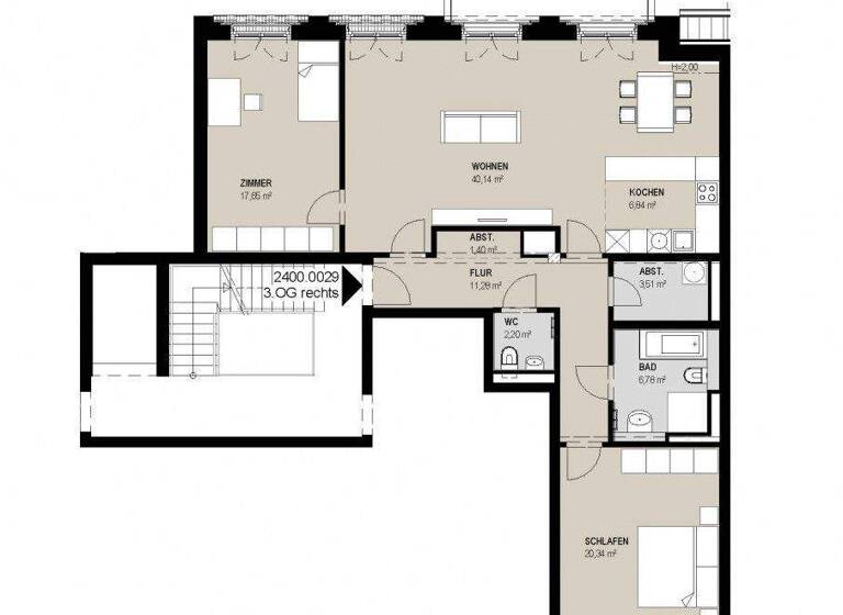 Wohnung zur Miete 1.528 € 3 Zimmer 117,6 m² 3. Geschoss Große Oderstraße 27 Frankfurt Frankfurt (Oder) 15230