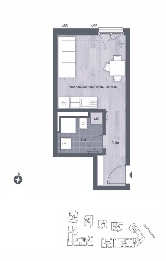 Wohnung zum Kauf provisionsfrei 244.020 € 1 Zimmer 24,3 m²<br/>Wohnfläche EG<br/>Geschoss Feldmoching München / Feldmoching 80995