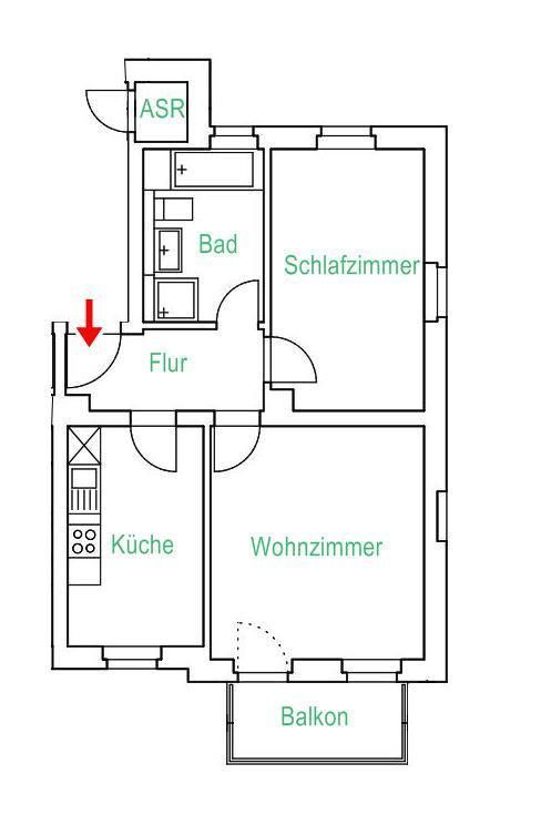 Wohnung zur Miete 330 € 2 Zimmer 53,2 m²<br/>Wohnfläche 2.<br/>Geschoss ab sofort<br/>Verfügbarkeit Reichenhain Chemnitz 09125