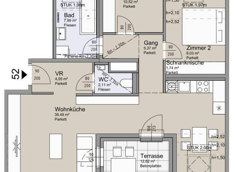 Wohnung zum Kauf - Erstbezug 720.000 € 3 Zimmer 83,6 m² Leystraße Wien 1200