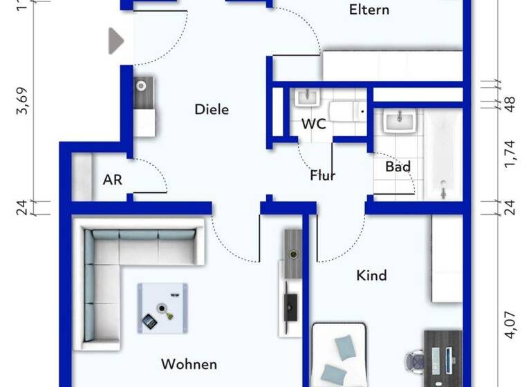 Wohnung zum Kauf 165.000 € 3 Zimmer 77 m² Düren 52351