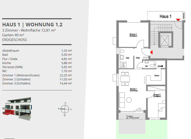 Terrassenwohnung zum Kauf provisionsfrei 410.000 € 3 Zimmer 73 m² EG Weiherstraße Calw 75365