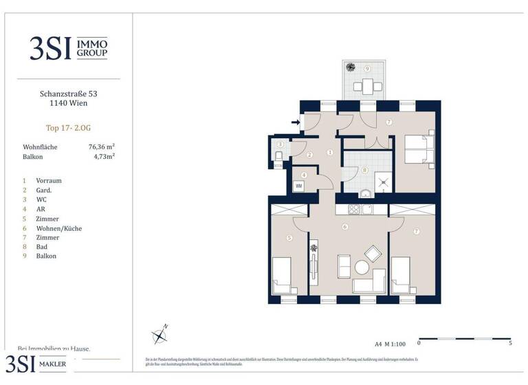 Wohnung zum Kauf - Erstbezug 559.000 € 4 Zimmer 76,4 m² 2. Geschoss Schanzstraße 53 Wien 1140