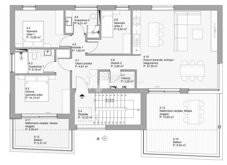 Wohnung zum Kauf 380.100 € 4 Zimmer 118 m² 2. Geschoss Povljana