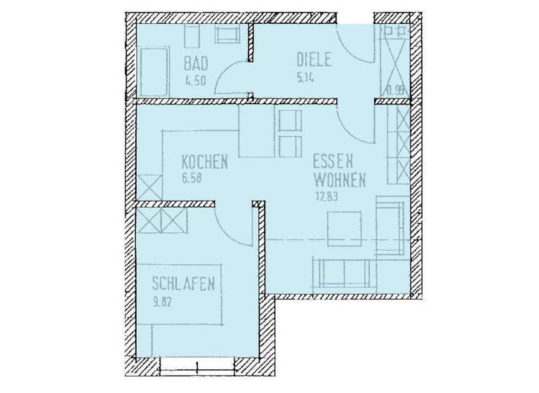 Wohnung zur Miete 350 € 2 Zimmer 39,9 m² Lage 32791