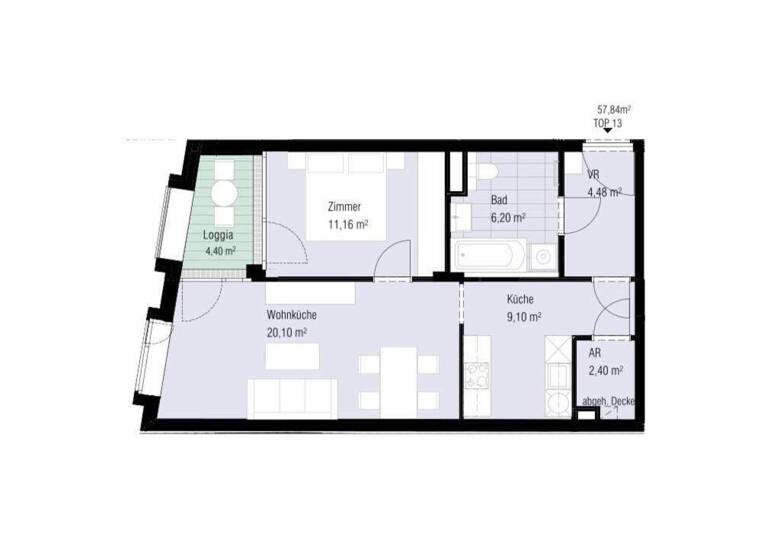 Wohnung zum Kauf - Erstbezug 578.400 € 2 Zimmer 58 m² 3. Geschoss Wien 1060