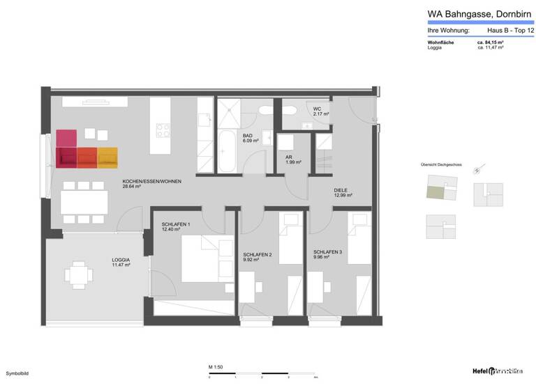 Wohnung zum Kauf - Erstbezug 637.500 € 4 Zimmer 84,2 m² 3. Geschoss Bahngasse 29-31 Dornbirn 6850