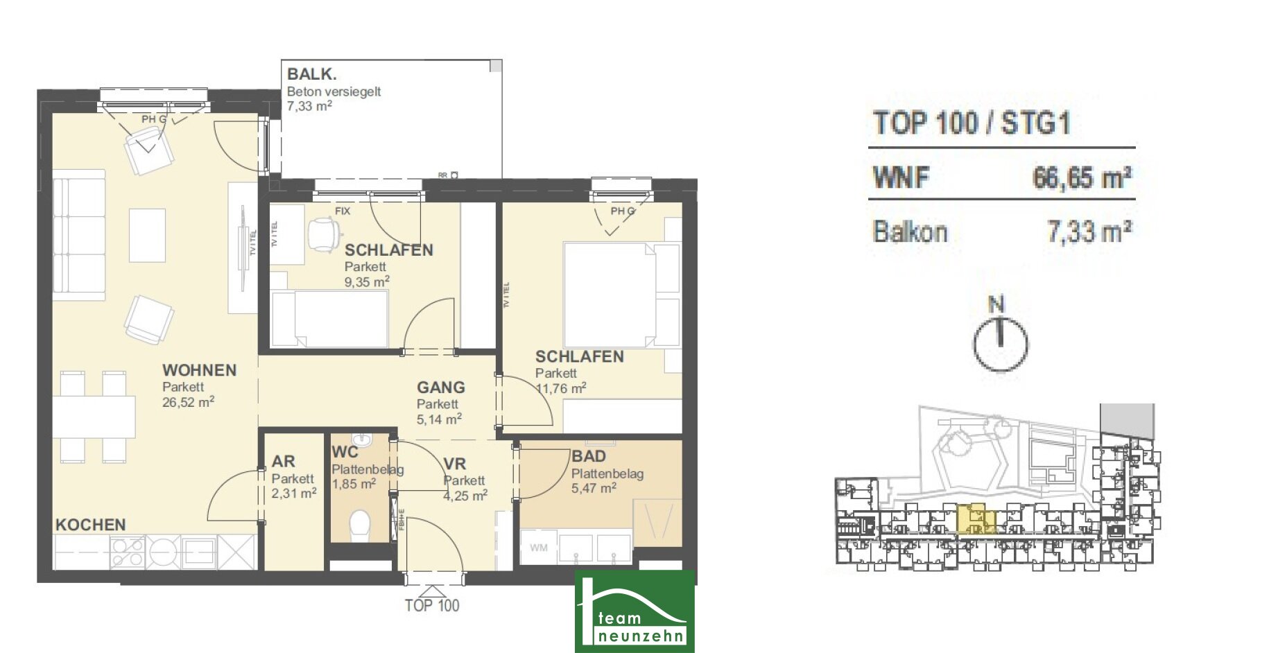 Wohnung zum Kauf provisionsfrei 427.001 € 3 Zimmer 66,2 m²<br/>Wohnfläche 6.<br/>Geschoss Tokiostraße 5 Wien 1220