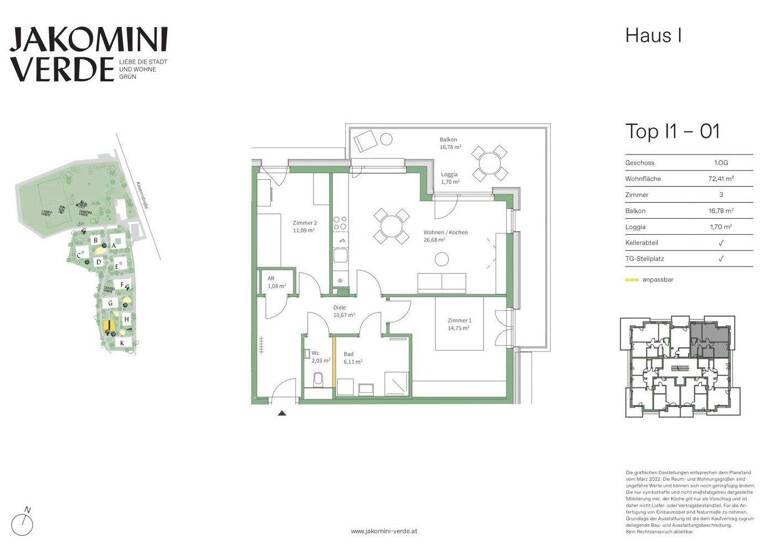 Wohnung zum Kauf - Erstbezug 365.000 € 3 Zimmer 72,4 m² 1. Geschoss Kasernstraße 30I Jakomini Graz 8010