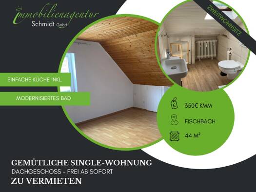 Wohnung zur Miete 350 € 2 Zimmer 44 m² Dachgeschoss, 3. Geschoss Fischbach 55743