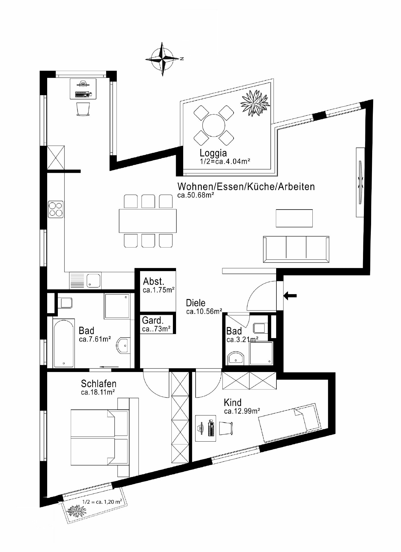 Wohnung zum Kauf 1.290.000 € 3 Zimmer 110,2 m²<br/>Wohnfläche 3.<br/>Geschoss Am Luitpoldpark München 80804