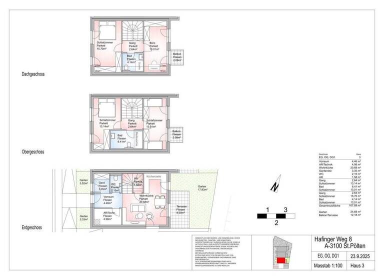 Reihenendhaus zum Kauf - Erstbezug 560.000 € 5 Zimmer 107,9 m² Teufelhof St. Pölten 3100