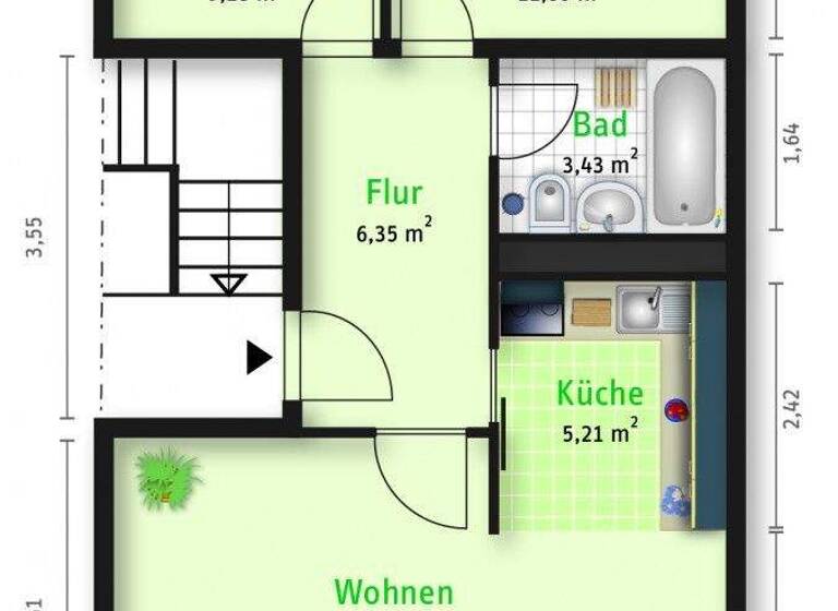 Wohnung zur Miete nur mit Wohnberechtigungsschein 365 € 3 Zimmer 57,3 m² 4. Geschoss Carl-Schorlemmer-Ring 21 Nördliche Neustadt Halle 06122