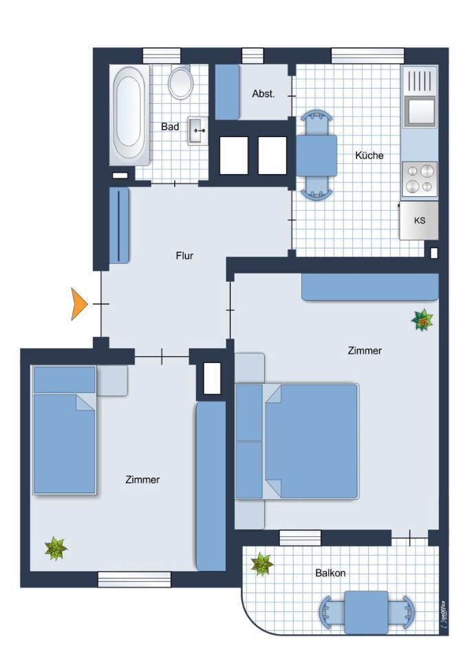 Wohnung zum Kauf provisionsfrei 109.000 € 2 Zimmer 44,5 m²<br/>Wohnfläche 2.<br/>Geschoss Langenbeckstraße 4 Schreventeich Kiel 24116