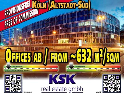 Bürogebäude zur Miete provisionsfrei 632,4 m² Bürofläche teilbar von 632,4 m² bis 1.587,3 m² Altstadt-Süd Köln 50676