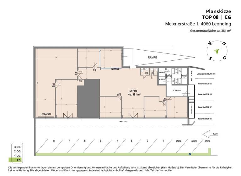 Bürofläche zur Miete 2.990 € 6,5 Zimmer 381 m² Bürofläche Meixnerstrasse 1 Leonding 4060