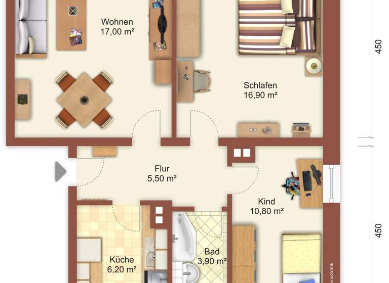 Wohnung zur Miete 327 € 3 Zimmer 60 m² 1. Geschoss Stauffenbergstraße 30 Zittau 02763