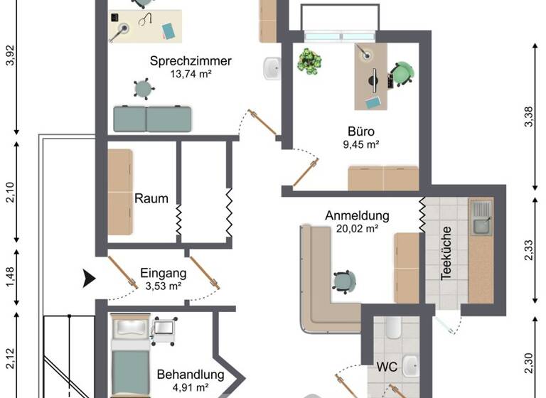 Praxisfläche zur Miete 500 € 5 Zimmer 75 m² Bürofläche Hochlar Recklinghausen 45659