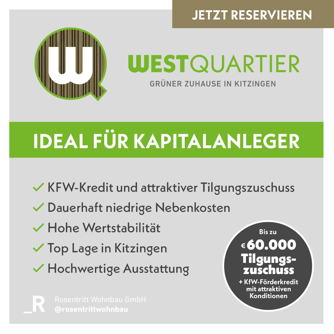 Wohnung zum Kauf provisionsfrei 258.500 € 2 Zimmer 54,2 m²<br/>Wohnfläche 1.<br/>Geschoss Marshall-Heights-Ring 5 Kitzingen Kitzingen 97318