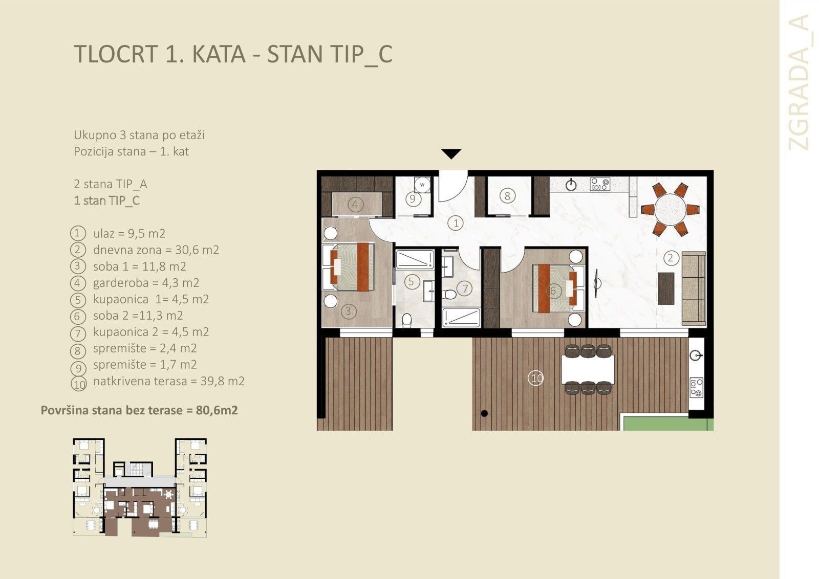 Wohnung zum Kauf 579.375 € 2 Zimmer 120 m²<br/>Wohnfläche 1.<br/>Geschoss Novigrad 52466