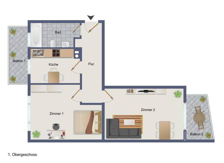 Wohnung zum Kauf 159.000 € 2 Zimmer 53,6 m² Nordstadt Pforzheim 75177